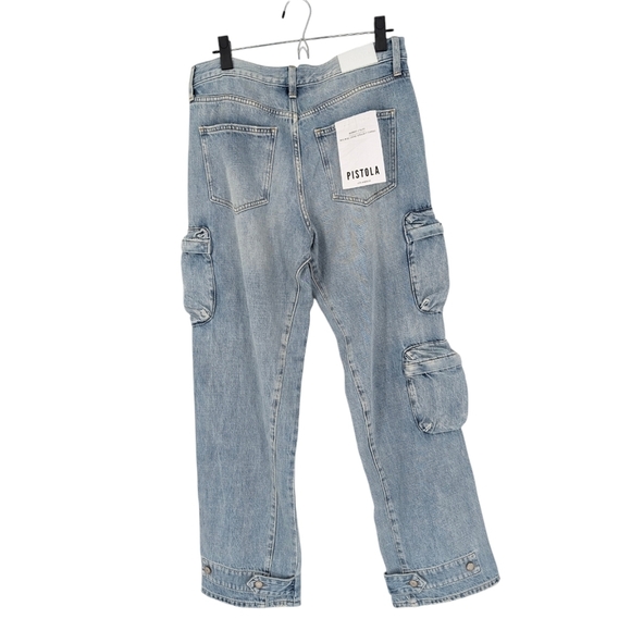PISTOLA Bobbie Mid Rise Loose Straight Utility Cargo Jeans Varsity NWT Revolve - Picture 8 of 14